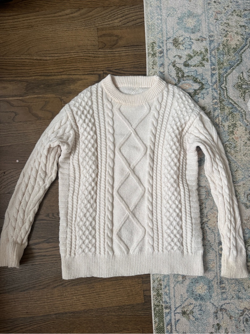 Urban Outfitters Cream Cable Knit Crewneck Sweater